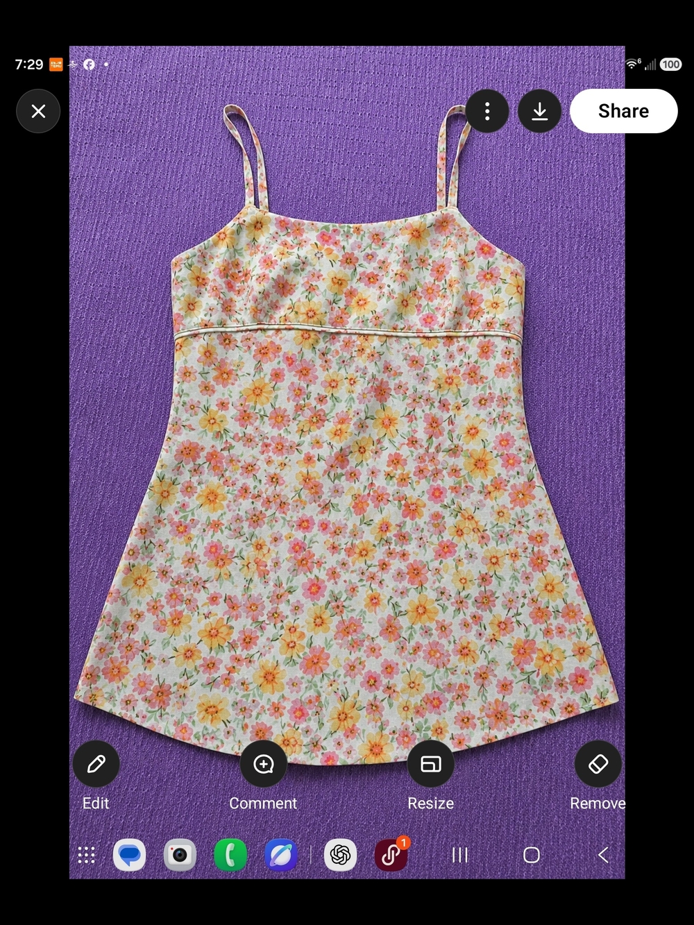 Girls' Floral Spaghetti-Strap Camisole Top - Pink & Yellow Size S